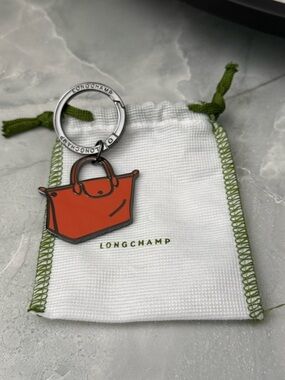Longchamp Silver Le Pliage Tote Keyring